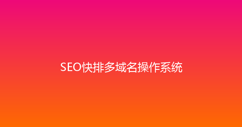 SEO快排多域名操作系统 封面图